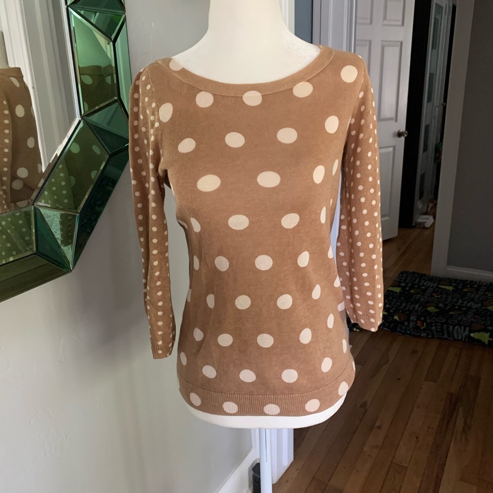 J Crew Linen Blend Polka Dot Sweater XS